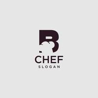 logotipo del chef de la letra b, arte inicial del diseño del vector del cocinero del restaurante