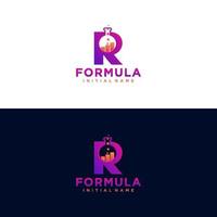 Modern initial letter R formula botlle lab logo. simple icon, template design art vector