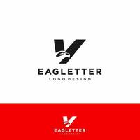 logotipo de la letra v cabeza de águila color vectorial negro y arte de fondo rojo vector