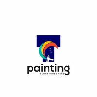 T letter logo and paint drop design combination, Colorful logo template art vector
