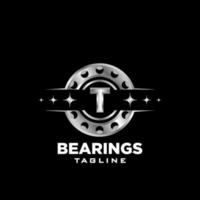 T Letter roller bearing letter  logo icon vector emblem