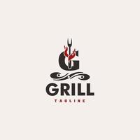 G Letter Grill Basic and elegant minimal artistic design based Icon logo vector