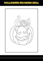 Halloween drawing skill for kids. Halloween drawing skill coloring page for kids. vector