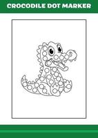 Education dot marker for children. Crocodile dot marker Coloring Page for kids vector