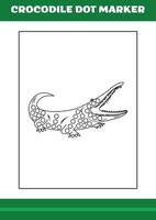 Education dot marker for children. Crocodile dot marker Coloring Page for kids vector