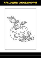 Halloween coloring page for kids. Line art coloring page design for kids. vector