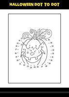 Halloween dot to dot coloring page for kids. Line art coloring page design for kids. vector