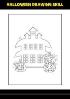 Halloween drawing skill for kids. Halloween drawing skill coloring page for kids. vector