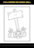 Halloween drawing skill for kids. Halloween drawing skill coloring page for kids. vector