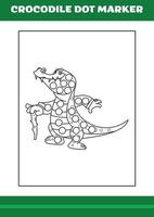 Education dot marker for children. Crocodile dot marker Coloring Page for kids vector