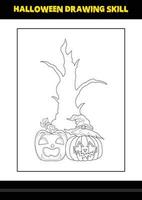 habilidad de dibujo de halloween para niños. Habilidad de dibujo de Halloween página para colorear para niños. vector