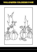 Halloween coloring page for kids. Line art coloring page design for kids. vector