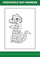 Education dot marker for children. Crocodile dot marker Coloring Page for kids vector