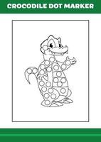 Education dot marker for children. Crocodile dot marker Coloring Page for kids vector