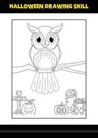 Halloween drawing skill for kids. Halloween drawing skill coloring page for kids. vector