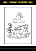 Halloween coloring page for kids. Line art coloring page design for kids. vector