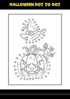 Halloween dot to dot coloring page for kids. Line art coloring page design for kids. vector