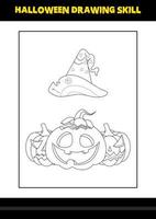 Halloween drawing skill for kids. Halloween drawing skill coloring page for kids. vector