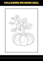 Halloween drawing skill for kids. Halloween drawing skill coloring page for kids. vector