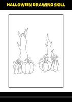 Halloween drawing skill for kids. Halloween drawing skill coloring page for kids. vector