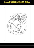 Halloween scissor skill for kids. Halloween scissor skill coloring page for kids. vector