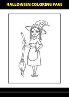 Halloween coloring page for kids. Line art coloring page design for kids. vector