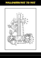 Halloween dot to dot coloring page for kids. Line art coloring page design for kids. vector