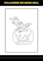 Halloween drawing skill for kids. Halloween drawing skill coloring page for kids. vector