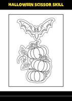 Halloween scissor skill for kids. Halloween scissor skill coloring page for kids. vector