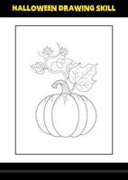 Halloween drawing skill for kids. Halloween drawing skill coloring page for kids. vector