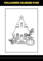 Halloween coloring page for kids. Line art coloring page design for kids. vector