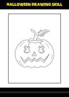 Halloween drawing skill for kids. Halloween drawing skill coloring page for kids. vector