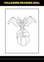 Halloween drawing skill for kids. Halloween drawing skill coloring page for kids. vector