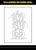 Halloween drawing skill for kids. Halloween drawing skill coloring page for kids. vector