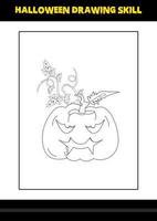 Halloween drawing skill for kids. Halloween drawing skill coloring page for kids. vector