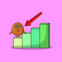 Almond nut cute businessman with a inflation chart vector