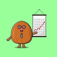 cartoon Almond nut businessman present information vector