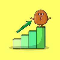 Almond nut cute businessman with a deflation chart vector