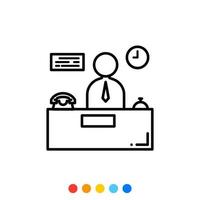 Front desk or Reception icon, Vector and Illustration.