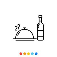 icono, vector e ilustración de la botella de comida y vino.