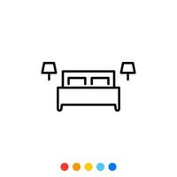 icono de cama king size, vector e ilustración.