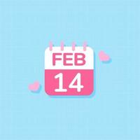 14th of February of Valentines Day calendar icon, Vector and Illustration.