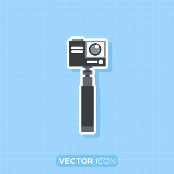 Action camera on the stabilizer icon, Flat design element. vector