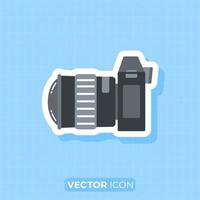 Camera with Fish eye lens icon, Side view of Camera, Flat design element. vector