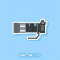 Camera with Zoom lens icon, Side view of Camera, Flat design element. vector