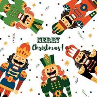 Nutcracker. Cute Christmas vector card.