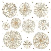 Gold magic snowflakes. Decorative set. vector