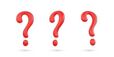 Realistic 3d red question mark vector illustration