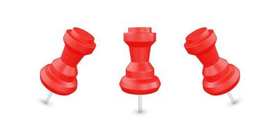 Realistic 3d red push pin vector illustration