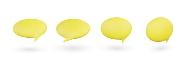 Realistic 3d yellow speech bubbles vector illustration